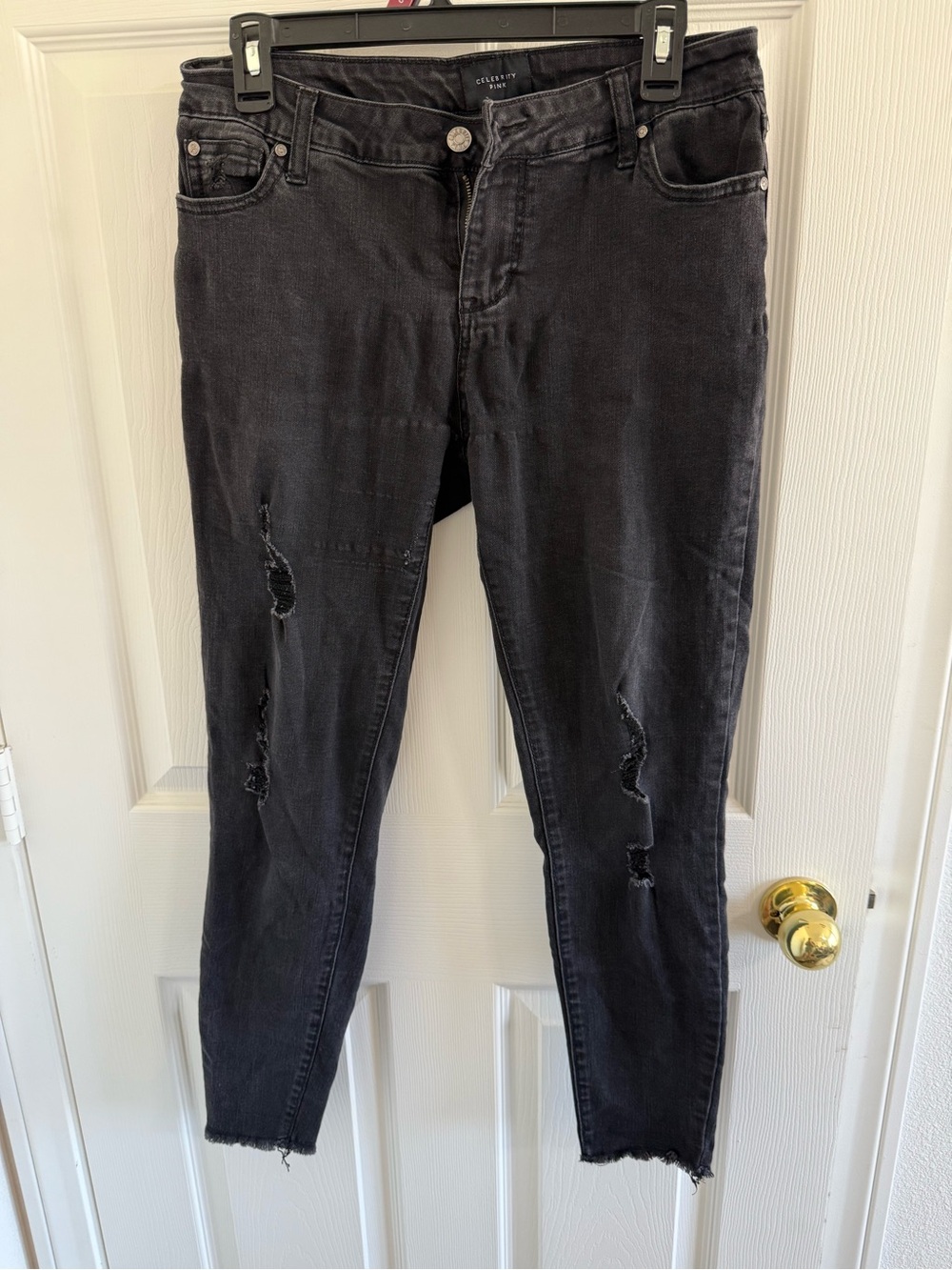 Celebrity Pink Black Distressed Women's Skinny Jeans